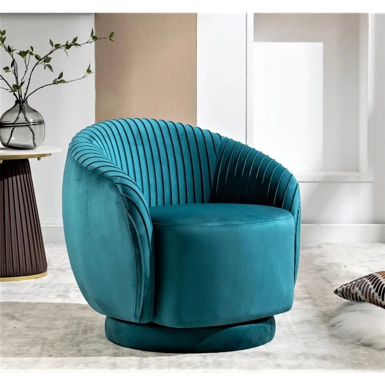 US Pride Furniture Contemporary Velvet Swivel Barrel Chair with 360 Spin Capability Round Accent One-Seater Sofa