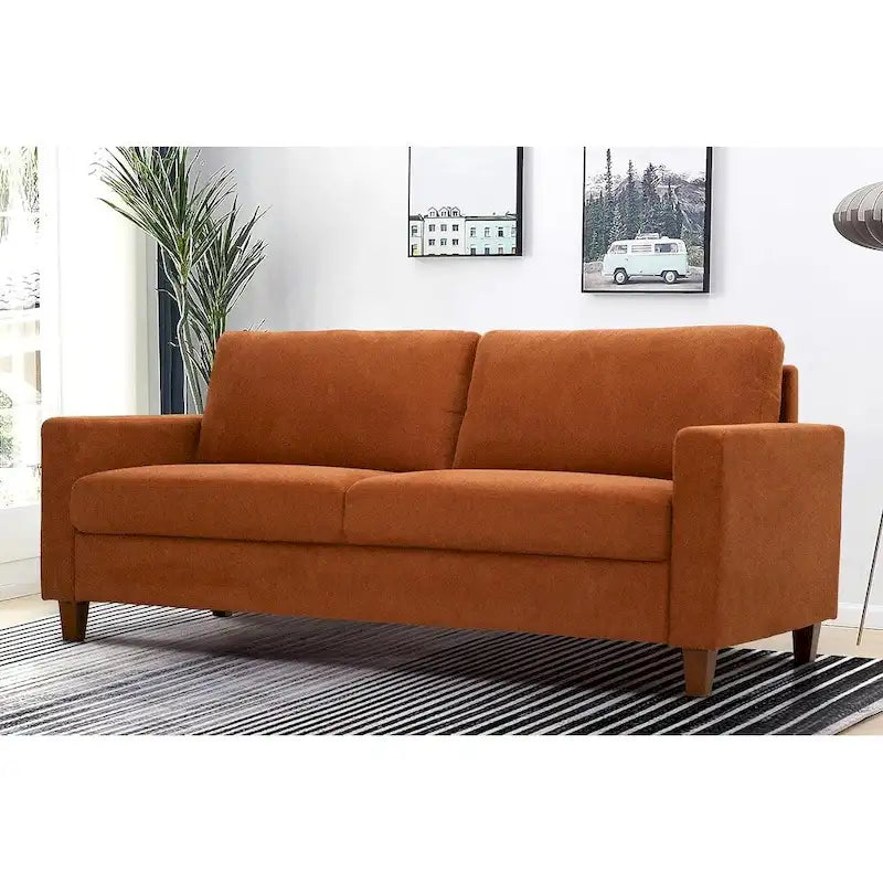 Miles Mid Century Modern Couch 3 Seater Sofa with Reversible Back Pillows Large