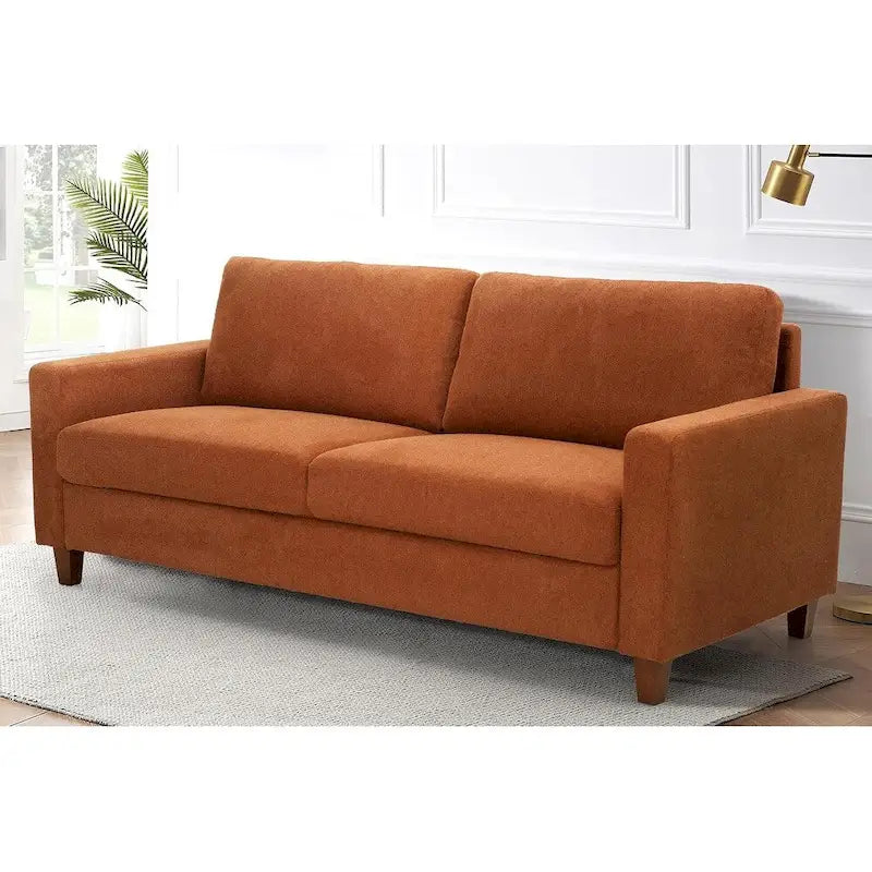 Miles Mid Century Modern Couch 3 Seater Sofa with Reversible Back Pillows Large