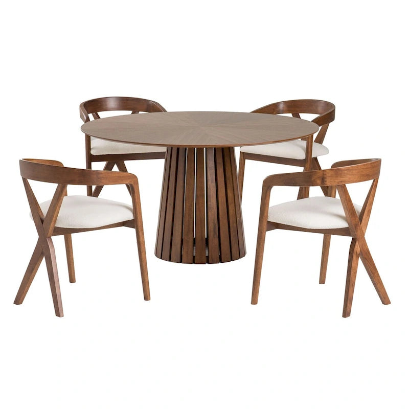 Modrest Weiss Mid-Century Modern Walnut Round Dining Table