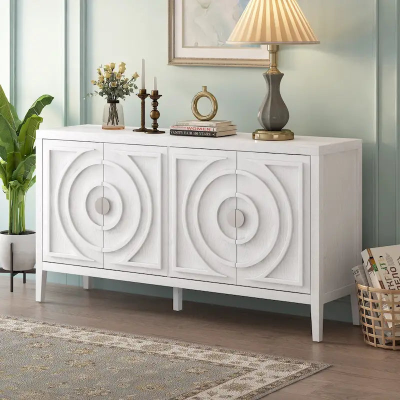 Retro Sideboard with Circular Groove Design
