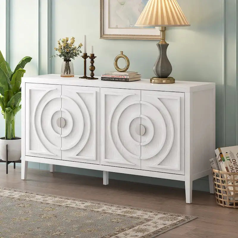 Retro Sideboard with Circular Groove Design