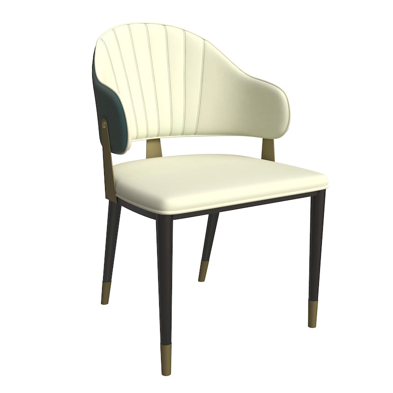Leather Dining Chair in Iron with Gold Accents Design Modern Ergonomic Side Chair