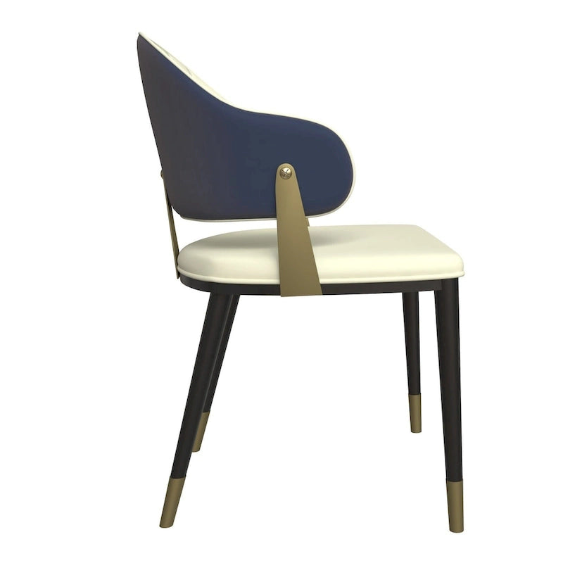 Leather Dining Chair in Iron with Gold Accents Design Modern Ergonomic Side Chair