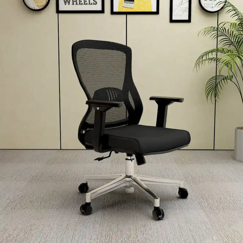 Cotton Office Chair with Mesh Mid-Back Adorit Series by LeisureMod