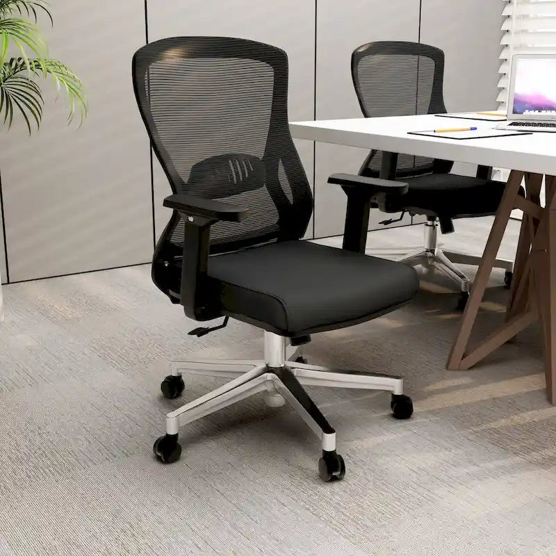 Cotton Office Chair with Mesh Mid-Back Adorit Series by LeisureMod