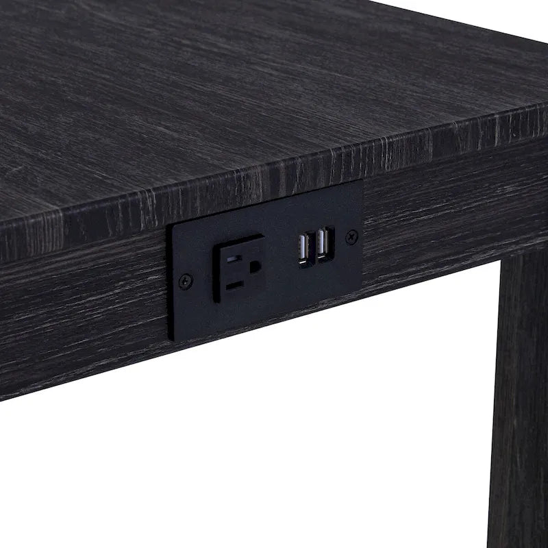 4 PCS Bar Table Dining Sets with Counter Stools and Built-in Power Outlets