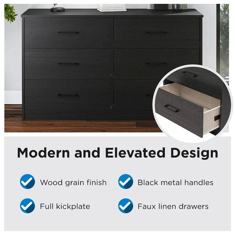 Ameriwood Home BrEZ Build Pearce Wide 6 Drawer Dresser